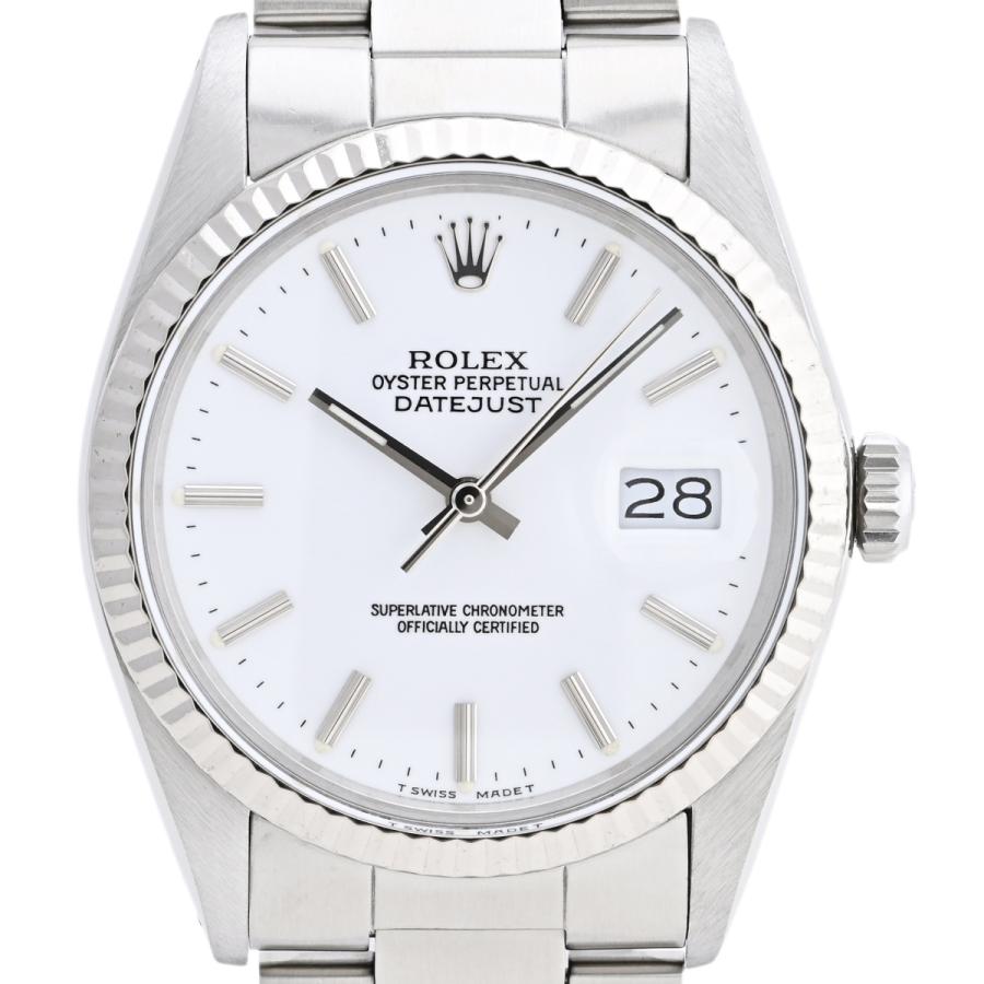 ロレックス ROLEX デイトジャスト 16014 腕時計 SS WG 自動巻き ホワイト メンズ 中古  ラッピング可｜kaipre｜01